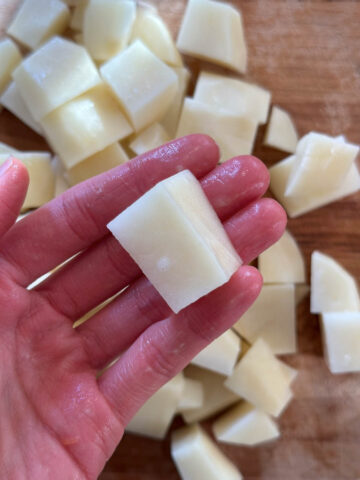 Chopped potatoes.